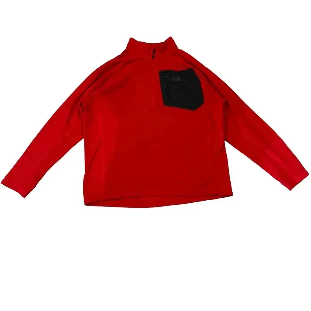 The North Face‎ Men's XL Red & Grey Polartec Fleece 1/2 Zip Pullover Jacket